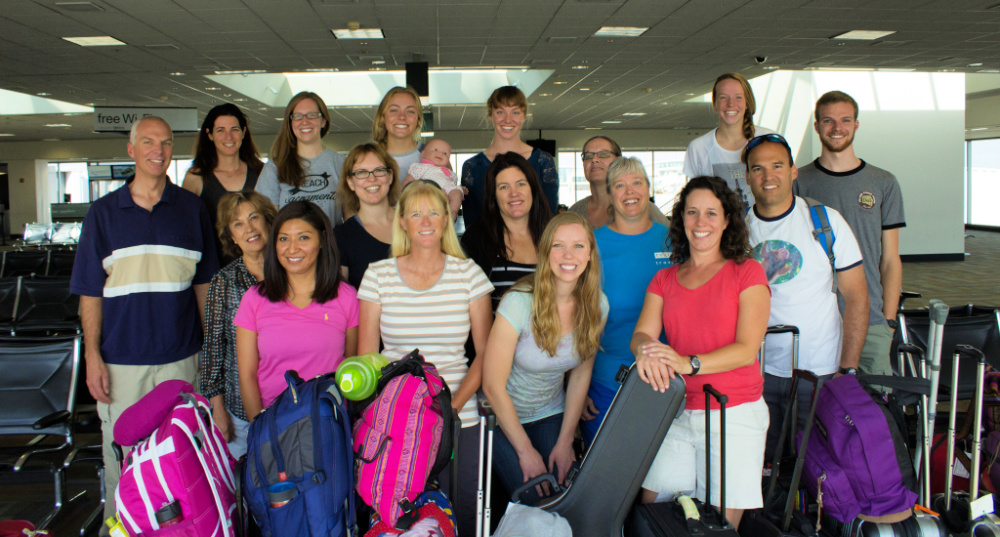 The BRIGHT Children International team at an airport before travelling to Guatemala in 2015.
